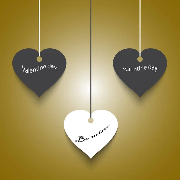 Dag firar alla hjärtans dag med ett hjärta hängsmycke och bokstäver. Romantisk hälsning banner. Kreativ semester dekoration. — Stock vektor