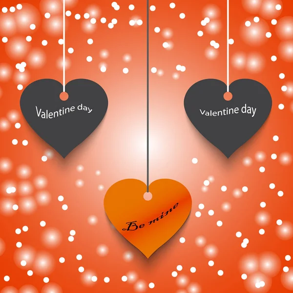 Dag firar alla hjärtans dag med hängande hjärtan och bubblor. Romantisk hälsning banner. Kreativ semester dekoration. — Stock vektor