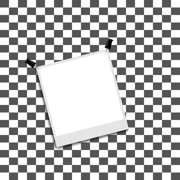 Feuille blanche de papier tenue ensemble avec des aiguilles pour inscription sur un fond transparent, vecteur — Image vectorielle