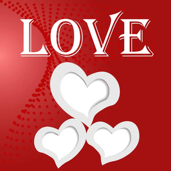 Fotorahmen in Herzform mit dem Wort Liebe auf rotem Hintergrund — Stockvektor