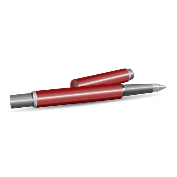 Pluma roja sobre un fondo blanco — Vector de stock