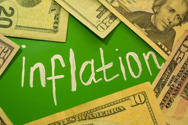 Dollar Bills Inscription Inflation — Stock Photo, Image