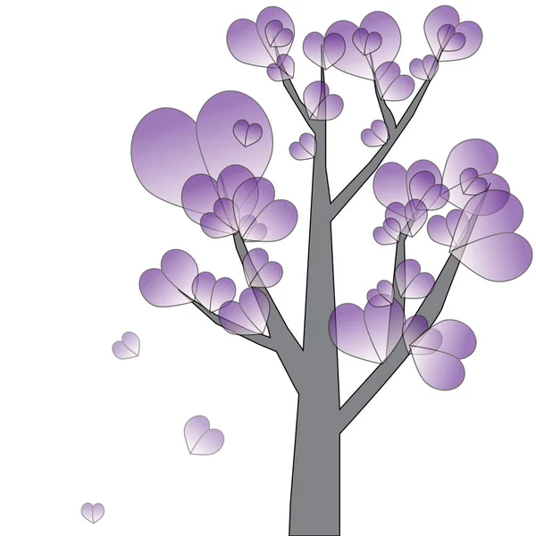 Beautiful Tree Love Hearts Background — Stock Vector