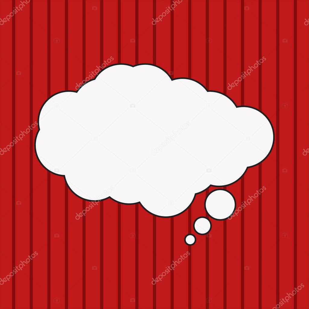 cloud for thoughts and inscriptions on a red background