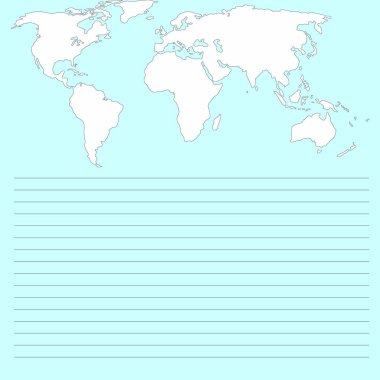 Mavi arkaplanda bir yazı için yeri olan dünya haritası