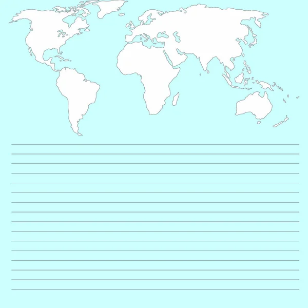 青い背景の碑文のある世界地図 — ストックベクタ