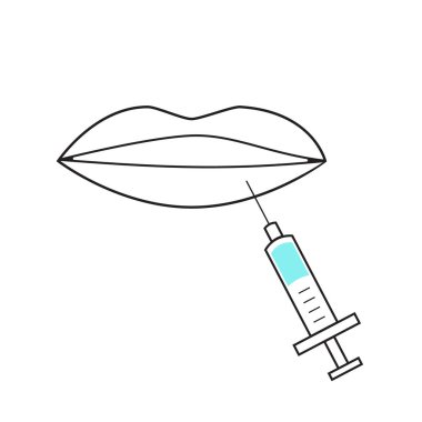 Lip injection icon on white background clipart