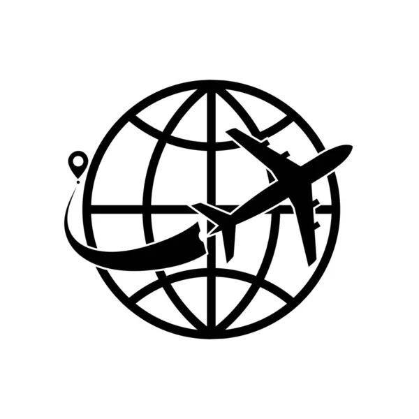 Planetenlogo Flugzeug Auf Weißem Hintergrund Symbol — Stockvektor