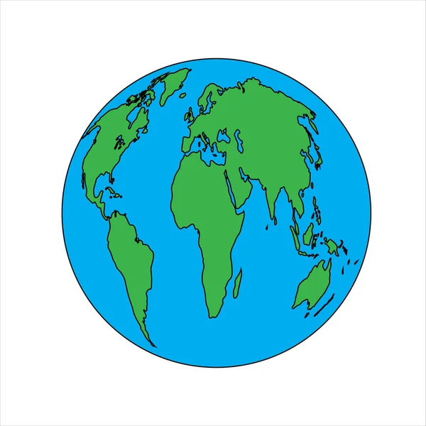 Färg Globala Jorden Planet Geografi Kontinenten Vektorillustration — Stock vektor