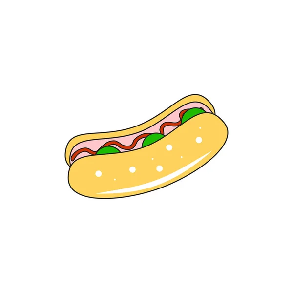 Beyaz Arka Planda Ketçaplı Hotdog — Stok Vektör