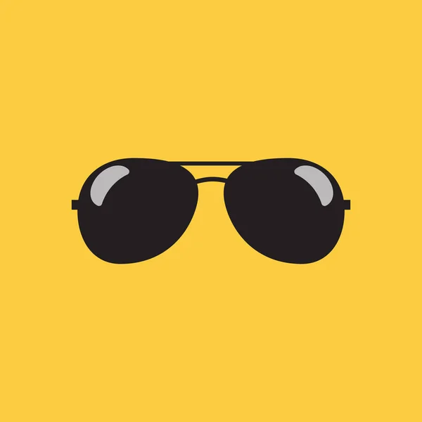 Flat Vector Icon Sunglasses Yellow Background — Stock Vector