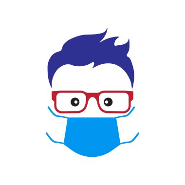  Doktor yüz vektör çizimi, tıbbi maskeli adam, virüs