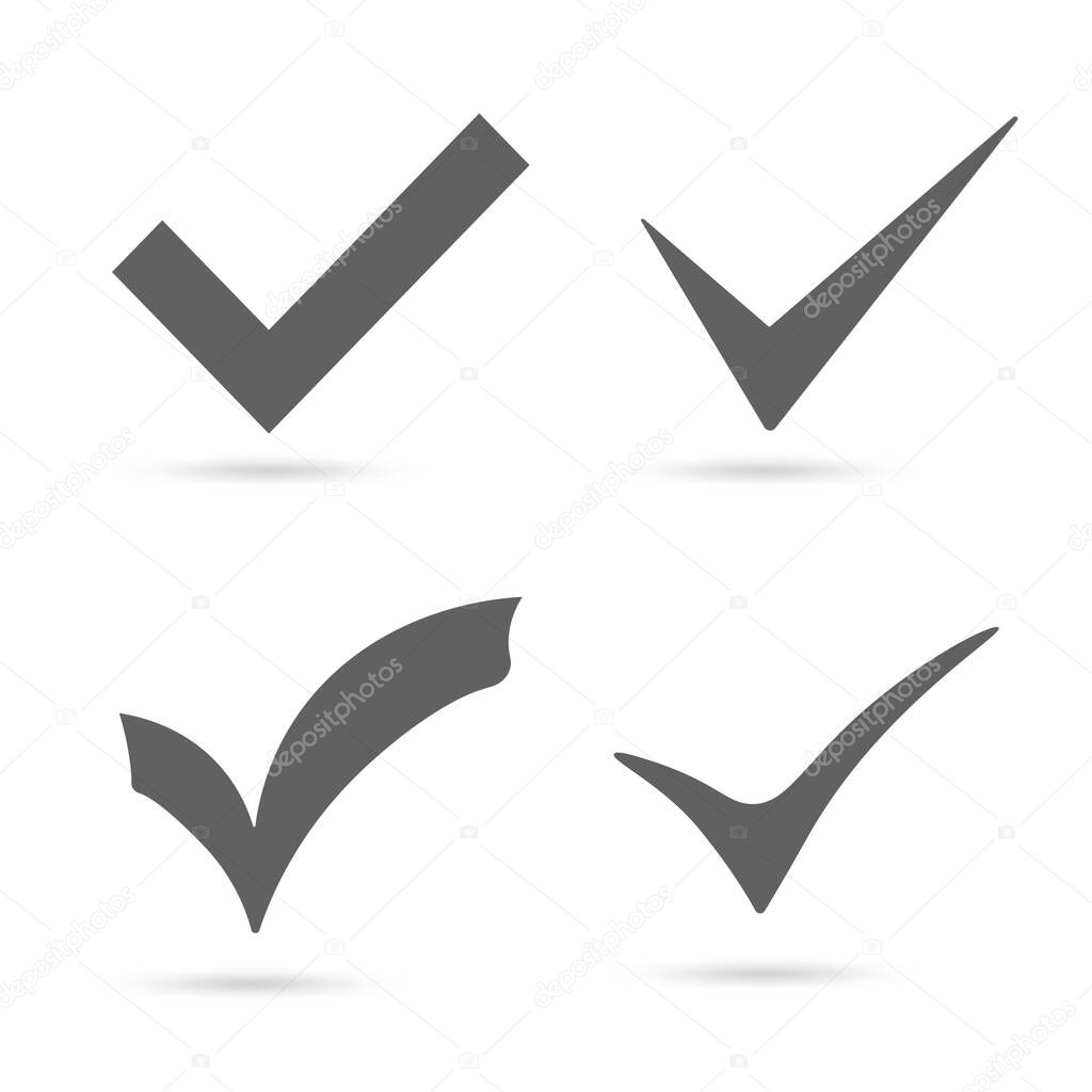 Checkmark icons set, symbol on background