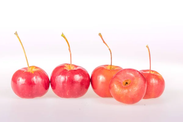 Petites Pommes Rouges Paradis Isolées Sur Fond Blanc Lors Une — Photo