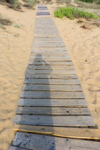 Calçadão Que Conduz Praia Areia — Fotografia de Stock