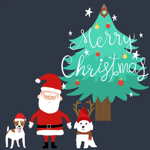 Buon Natale Babbo Natale e vettori cani. illustrazione EPS10 . — Vettoriale Stock