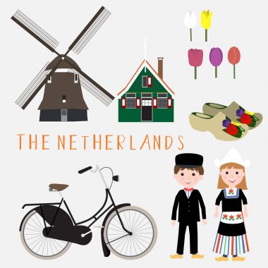 Hollanda seyahat Infographic .illustration vektör Eps 10