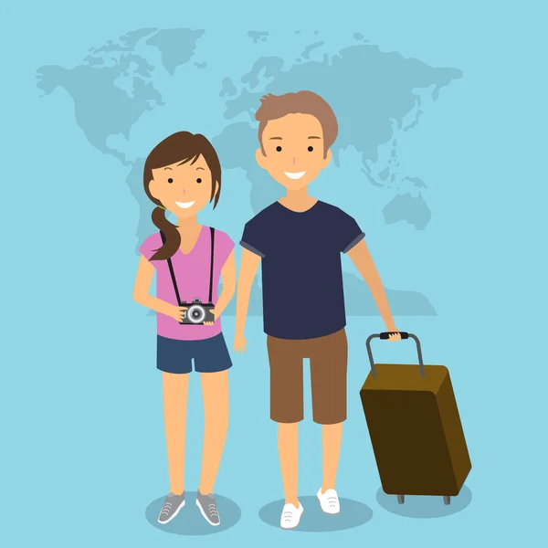 Tourist traveller couple vector. illustration EPS10. — Stock Vector