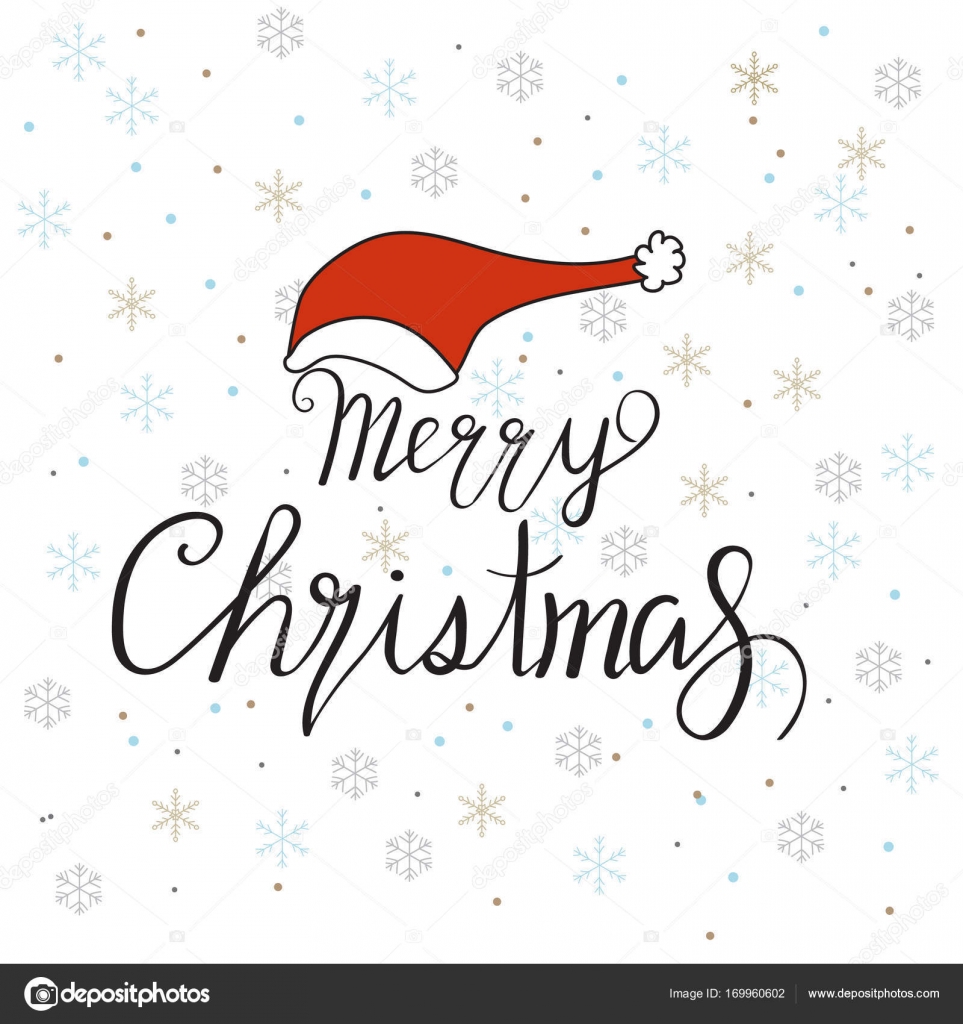 Merry Christmas zÅ‚ota bÅ‚yszczÄ…ce rÄ™ki narysowaÄ‡ projekt napis z santa klauzuli kapelusz Ilustracja wektorowa Eps 10 — Wektor od poopkapap