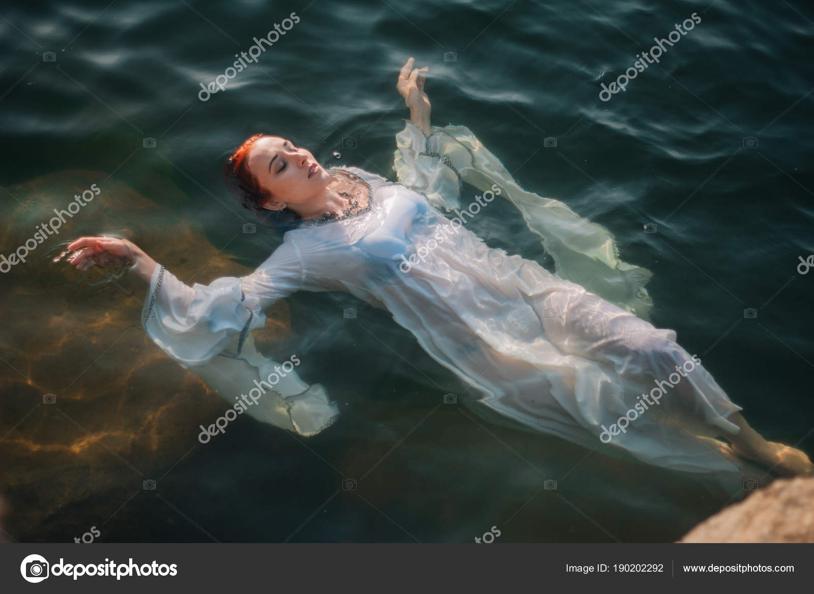 model floating in water