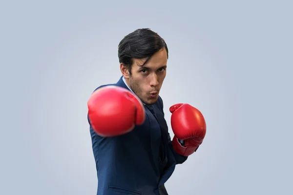 Business man boxing for health — Stock Photo, Image