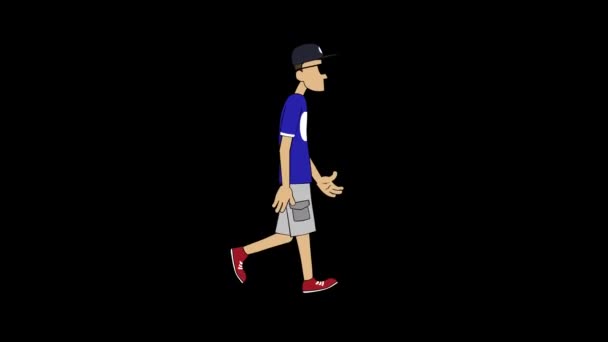 Мужчина Ходит Велосипеде Анимация Цикла Включенным Альфа Каналом — стоковое видео