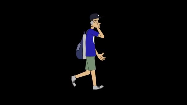 Homem Falar Telefone Animação Loop Com Canal Alfa Incluído — Vídeo de Stock