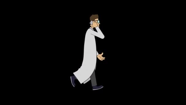 Arzt Telefoniert Fuß Loop Animation Mit Integriertem Alphakanal — Stockvideo