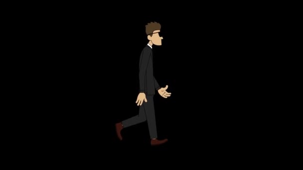 Mann Anzug Geht Rad Loop Animation Mit Integriertem Alphakanal — Stockvideo