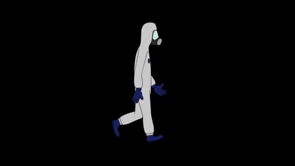 医療スーツの医者は周期を歩く アルファチャンネル付きループアニメーション — ストック動画