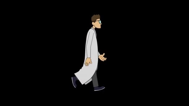 Doctor Walk Cycle Loop Animation Included Alpha Channel — Stock Video