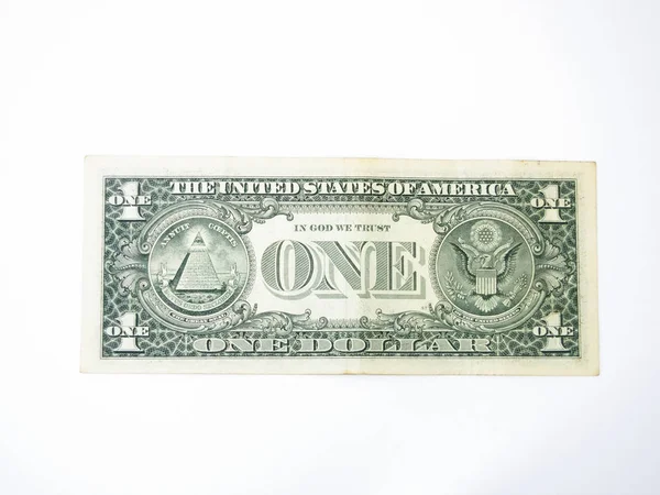 Zavřít jeden dolar izolovat na bílém pozadí. — Stock fotografie