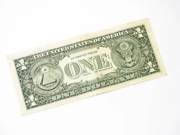 Крупним планом один долар ізольовано на білому тлі . — стокове фото