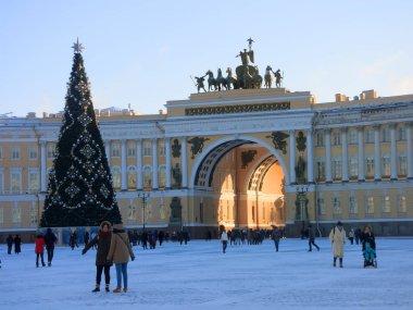 Kışın St. Petersburg Palace square