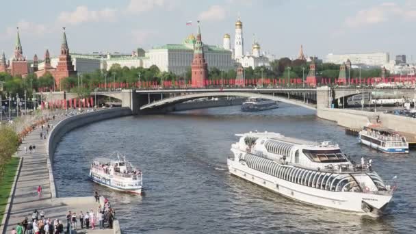 Kilátás Moszkva Kremlre Városközpont Oroszország — Stock videók