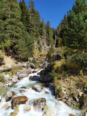 Sonbahar dağlarında güzel bir nehir