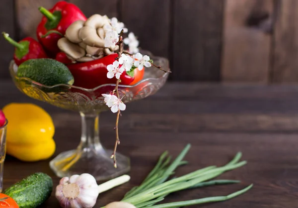 Blandning Olika Grönsaker Bordet — Stockfoto