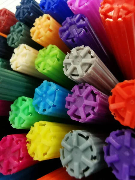 Colorful Caps Felt Pens Top View — Stock Photo, Image