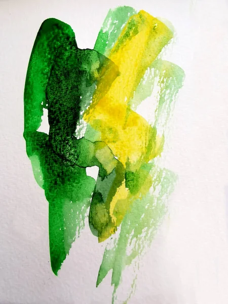 Πράσινο και κίτρινο αφηρημένο πολύχρωμο φόντο ακουαρέλα. — Φωτογραφία Αρχείου