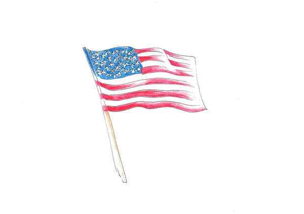 Flagga Amerika Med Färgade Pennor Självständighetsdagen — Stockfoto