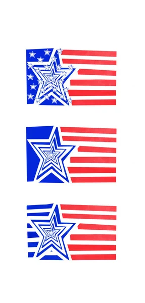 Stiliserade Amerikanska Flaggor Dekorativa Delar För Juli — Stockfoto