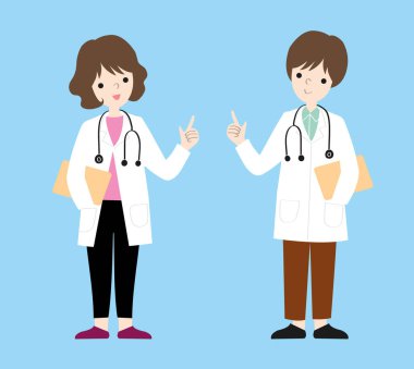 Doktor karakterleri kadın tüm vücut vektör çizimi