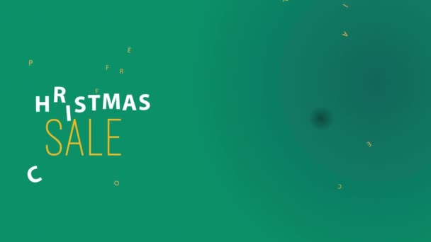 Sliding Spring Effect Animation Christmas Sale Golden Bulbs Confetti Snowflakes — Stock video