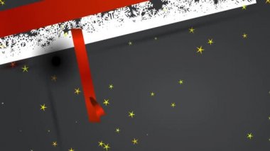 Senaryoyla Hız Hızlandırma Hareketi Mutlu Noeller ve kırmızı fiyonk ve beyaz kar taneleriyle süslenmiş kartonla yazılmış el yazısı ile gülen yeni yıl el yazısı