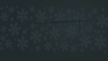 Yay elementi, karanlık Noel ambalajı kağıdıyla kaplı dikdörtgen bir hediye düzenliyor ve sol üst köşesinde uzun kırmızı bir fiyonk var.