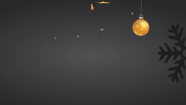 Slow Motion Scale Spin Motion Graphics Christmas Animation Golden Bulbs — Αρχείο Βίντεο