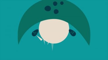 Çemberin çeşitli şekillerini oluşturan elementlerin hareketi, göbeğinde ve şirin yüzgeçlerinde balık pulları olan yuvarlak bir vücuda dönüşerek, büyük gözler ve mutlu bir gülümseme oluşturan büyük bir balığa dönüşüyor.