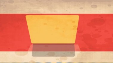 Altta lekeler ve kirli noktalarla kaplı şeritli bant için kare şeklinde sarı katmanlı arka plan hareketlerini yavaş çekim ölçekleri ve döndürme grafikleri