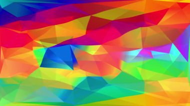 Üçgen ve Çokgen Jeometrik Şekillerinin Renkli Dijital Mozaiğinin Çapraz Feragatnamesi Bir 3D Alev Efekti Oluşturur