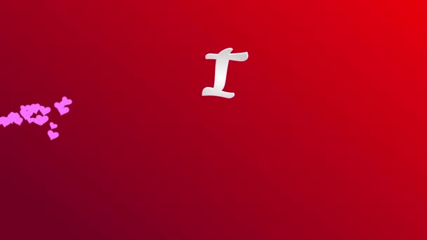 Zıplayan Düz Elementler Sevgililer Günü Kartı Kapağı Için Tasarlanmış Kırmızı — Stok video